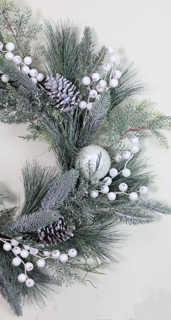 Northlight Frosted Mixed Pine And Pine Cone Artificial Christmas Wreath, 24-inch, Unlit 7 Northlight Frosted Mixed Pine And Pine Cone Artificial Christmas Wreath, 24-inch, Unlit - Image 5