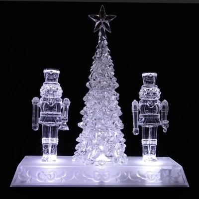 Northlight LED Lighted Icy Crystal Nutcracker And Christmas Tree Decoration - 9" - White Lights 4 Northlight LED Lighted Icy Crystal Nutcracker And Christmas Tree Decoration - 9" - White Lights - Image 2