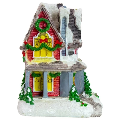 Northlight LED Lighted Snowy House Christmas Village Decoration - 5" - Red 5 Northlight LED Lighted Snowy House Christmas Village Decoration - 5" - Red - Image 3