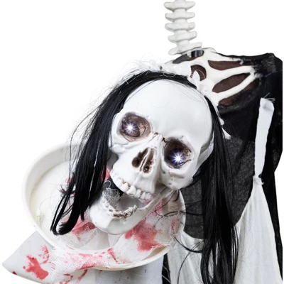 Northlight LED Lighted And Animated Skeleton Maid Head-in-Hand Halloween Figure - 57" 7 Northlight LED Lighted And Animated Skeleton Maid Head-in-Hand Halloween Figure - 57" - Image 5