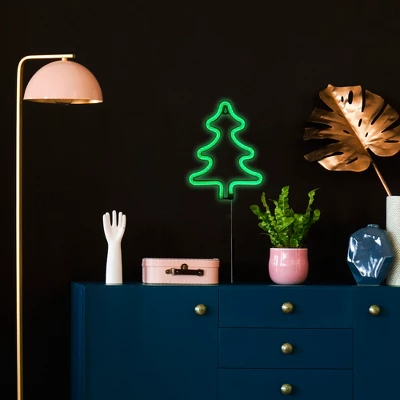 Northlight LED Christmas Tree Neon Lighted Decoration - 9.5" - Green 4 Northlight LED Christmas Tree Neon Lighted Decoration - 9.5" - Green - Image 2