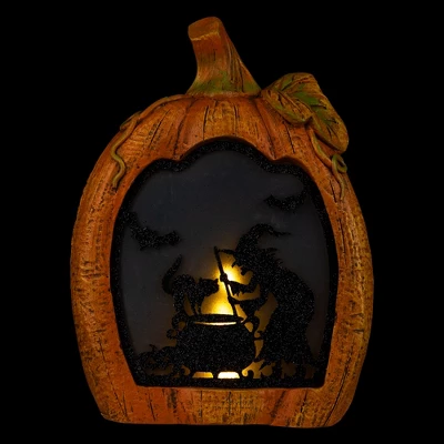 Northlight Witch Stirring Flickering Cauldron Scene Inside Pumpkin Halloween Decoration - 13" - LED Orange Light 4 Northlight Witch Stirring Flickering Cauldron Scene Inside Pumpkin Halloween Decoration - 13" - LED Orange Light - Image 2