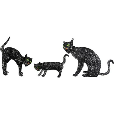 Northlight LED Lighted Black Cat Family Outdoor Halloween Decorations - 27.5" - Set Of 3 5 Northlight LED Lighted Black Cat Family Outdoor Halloween Decorations - 27.5" - Set Of 3 - Image 3