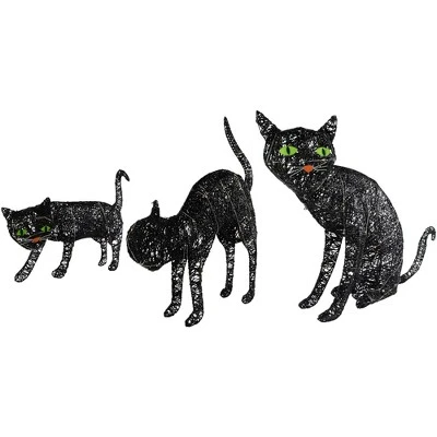 Northlight LED Lighted Black Cat Family Outdoor Halloween Decorations - 27.5" - Set Of 3 7 Northlight LED Lighted Black Cat Family Outdoor Halloween Decorations - 27.5" - Set Of 3 - Image 5