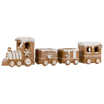 Northlight Frosted Snowflake Gingerbread Train Christmas Decoration - 5.5" - 4-Piece 4 Northlight Frosted Snowflake Gingerbread Train Christmas Decoration - 5.5" - 4-Piece - Image 2