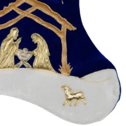 Northlight 20.5" Blue And Gold Nativity Scene Christmas Stocking With Gold Cuff -Festival GUEST 0eba6e3d 5a43 4f10 91ca 296b6efc35e4
