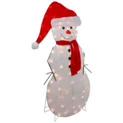 Northlight 42" Lighted 2D Chenille Snowman In Santa Hat Outdoor Christmas Decoration -Festival GUEST 10494ffe 6c6f 457b b9c0 ec8df0954e71