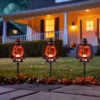 Northlight 16.5" Halloween Flickering Pumpkin Lantern Pathway Markers 3ct - Orange/Black -Festival GUEST 10a216c5 b157 4aa8 b1a2 096d5592f303