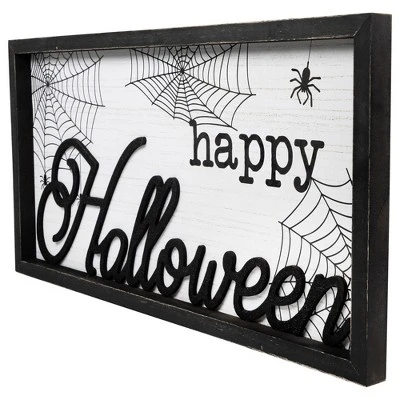 Northlight Framed "Happy Halloween" Spider Web Wall Sign - 23.5" 5 Northlight Framed "Happy Halloween" Spider Web Wall Sign - 23.5" - Image 3