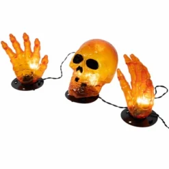 Northlight LED Lighted Skull And Hands Outdoor Halloween Decoration - 4' Black Wire - Orange -Festival GUEST 143d1c8c 8239 474a 87af 52ff2d3305bb