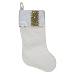 Northlight 20" Gold And White Reversible Sequin Cuff Christmas Stocking -Festival GUEST 15cb392a 6bd6 4d1f 889a 7f2d709bd334