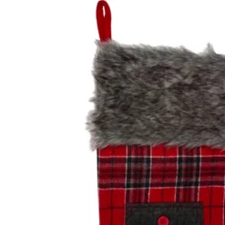 Northlight 20.5" Red And Black Plaid Christmas Stocking With Pocket And Faux Fur Cuff -Festival GUEST 183de9c0 4e0a 4df1 a923 8ff86610c84d