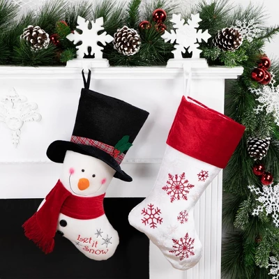Northlight 19" Red And White Velvet Embroidered Snowflake Christmas Stocking 3 Northlight 19" Red And White Velvet Embroidered Snowflake Christmas Stocking