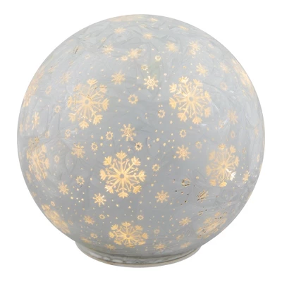 Northlight LED Lighted Snowflakes Glass Globe Christmas Decoration - 6" - White 6 Northlight LED Lighted Snowflakes Glass Globe Christmas Decoration - 6" - White - Image 4