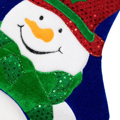 Northlight 20" Royal Blue Embroidered Velveteen Snowman Christmas Stocking With White Cuff 8 Northlight 20" Royal Blue Embroidered Velveteen Snowman Christmas Stocking With White Cuff - Image 6