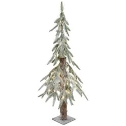 Northlight Pre-Lit Flocked Battery Operated Alpine Artificial Christmas Tree - 3' - Clear LED Lights -Festival GUEST 24f4468d d7ae 4cee a872 c5328a84b8e6
