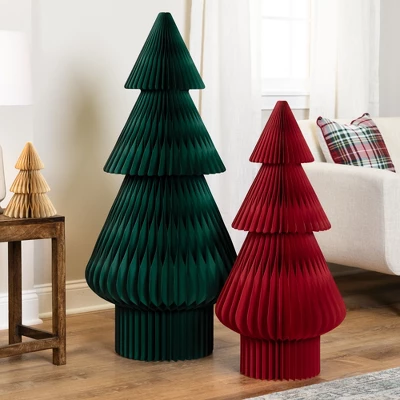 Northlight Tall Accordion Honeycomb Foldable Paper Christmas Tree - 4' - Dark Green 4 Northlight Tall Accordion Honeycomb Foldable Paper Christmas Tree - 4' - Dark Green - Image 2