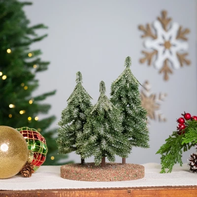 Northlight Icy Downswept Pine Trio Of Trees Christmas Decoration - 8" - Unlit 3 Northlight Icy Downswept Pine Trio Of Trees Christmas Decoration - 8" - Unlit