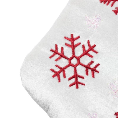 Northlight 19" Red And White Velvet Embroidered Snowflake Christmas Stocking 5 Northlight 19" Red And White Velvet Embroidered Snowflake Christmas Stocking - Image 3