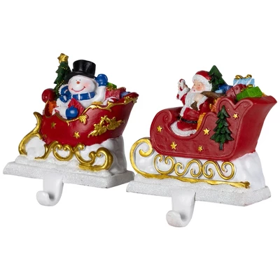 Northlight Santa And Snowman Sleigh Ride Christmas Stocking Holders - 4.25" - Set Of 2 6 Northlight Santa And Snowman Sleigh Ride Christmas Stocking Holders - 4.25" - Set Of 2 - Image 4