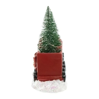 Northlight LED Lighted Frosted Trees In Train Christmas Decoration - 12" - Red And Gold 7 Northlight LED Lighted Frosted Trees In Train Christmas Decoration - 12" - Red And Gold - Image 5