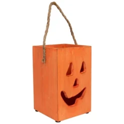 Northlight Large Orange Wood Jack O Lantern Halloween Candle Lantern - 8" -Festival GUEST 2f4945eb d2a6 4ad4 9d37 6a564c14ea09