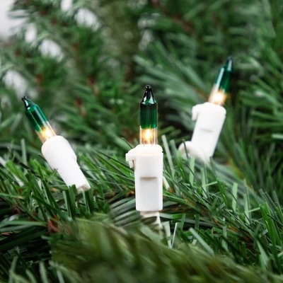 Northlight Mini Christmas Light Set - Clear With Green Tip - 10' White Wire - 50ct 3 Northlight Mini Christmas Light Set - Clear With Green Tip - 10' White Wire - 50ct