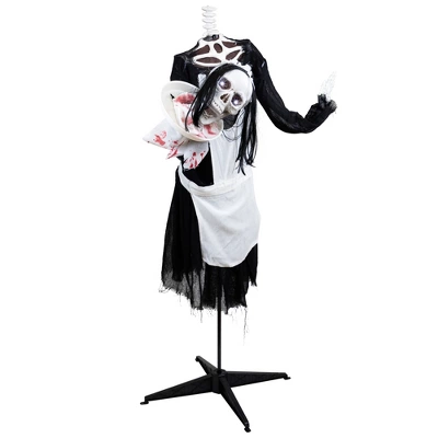 Northlight LED Lighted And Animated Skeleton Maid Head-in-Hand Halloween Figure - 57" 5 Northlight LED Lighted And Animated Skeleton Maid Head-in-Hand Halloween Figure - 57" - Image 3