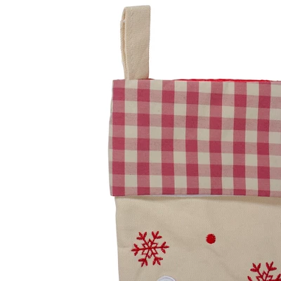 Northlight 16.5" Red And Ivory Embroidered Santa Claus Christmas Stocking With Gingham Cuff 5 Northlight 16.5" Red And Ivory Embroidered Santa Claus Christmas Stocking With Gingham Cuff - Image 3