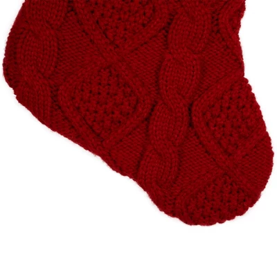 Northlight Cable Knit With Faux Fur Cuff Christmas Stocking - 20.5" - Red And White 5 Northlight Cable Knit With Faux Fur Cuff Christmas Stocking - 20.5" - Red And White - Image 3
