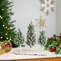 Northlight Frosted Pine Tree Trio Christmas Decoration - 8" - Unlit