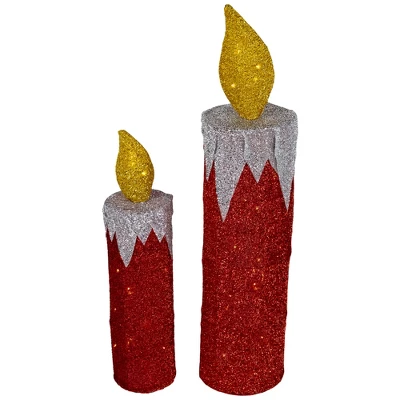 Northlight LED Lighted Candles Outdoor Christmas Decorations - 22.75" - Red - Set Of 2 5 Northlight LED Lighted Candles Outdoor Christmas Decorations - 22.75" - Red - Set Of 2 - Image 3