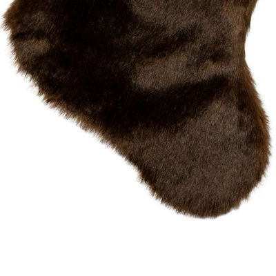 Northlight Mink Faux Fur Christmas Stocking With Pom Poms - 20.5" - Brown 5 Northlight Mink Faux Fur Christmas Stocking With Pom Poms - 20.5" - Brown - Image 3