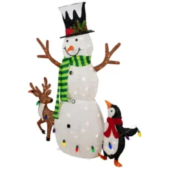 Northlight 3D LED Lighted Snowman And Penguin Outdoor Christmas Decoration - 48" - Warm White -Festival GUEST 3c660317 483f 4251 9c3d a3e21a92a9c7