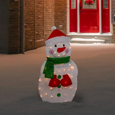 Northlight 32" Lighted 2D Chenille Snowman With Scarf Outdoor Christmas Decoration 3 Northlight 32" Lighted 2D Chenille Snowman With Scarf Outdoor Christmas Decoration