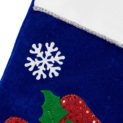 Northlight 20" Royal Blue Embroidered Velveteen Snowman Christmas Stocking With White Cuff 7 Northlight 20" Royal Blue Embroidered Velveteen Snowman Christmas Stocking With White Cuff - Image 5