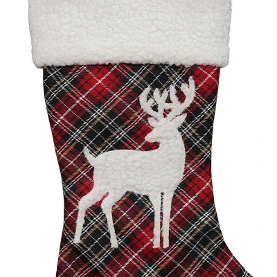 Northlight 20" Black And Red Tartan Reindeer Christmas Stocking With Cuff 4 Northlight 20" Black And Red Tartan Reindeer Christmas Stocking With Cuff - Image 2