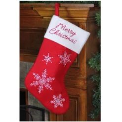 Northlight 16" Red And White Merry Christmas Snowflake Embroidered Christmas Stocking -Festival GUEST 466b7429 1ea0 46ee 94ea f8b58cb9f196