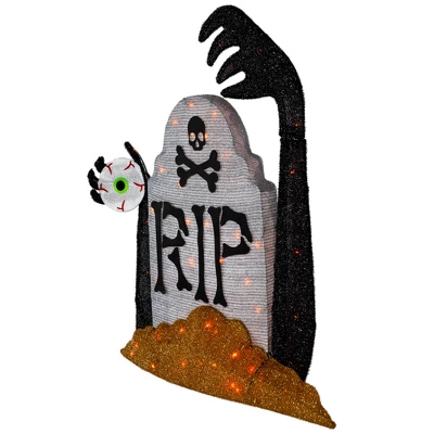 Northlight Lighted Tombstone Halloween Decoration - 31.5" - Black And Gray - Orange LED Lights 5 Northlight Lighted Tombstone Halloween Decoration - 31.5" - Black And Gray - Orange LED Lights - Image 3