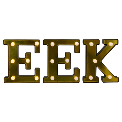 Northlight LED Lighted EEK Halloween Marquee Sign - 6.5" - Warm White Lights - Gold Finish 3 Northlight LED Lighted EEK Halloween Marquee Sign - 6.5" - Warm White Lights - Gold Finish