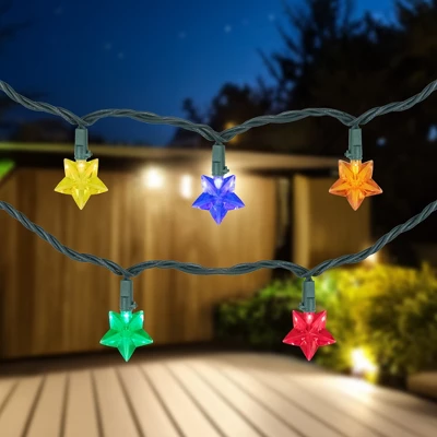 Northlight LED Star Shaped Indoor Outdoor Patio Light Set - MultiColor - 4.5' Green Wire - 20ct 3 Northlight LED Star Shaped Indoor Outdoor Patio Light Set - MultiColor - 4.5' Green Wire - 20ct