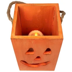 Northlight Large Orange Wood Jack O Lantern Halloween Candle Lantern - 8" -Festival GUEST 49494728 4474 4609 9ccc 9c6e0ac844a2
