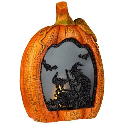 Northlight Witch Stirring Flickering Cauldron Scene Inside Pumpkin Halloween Decoration - 13" - LED Orange Light 6 Northlight Witch Stirring Flickering Cauldron Scene Inside Pumpkin Halloween Decoration - 13" - LED Orange Light - Image 4