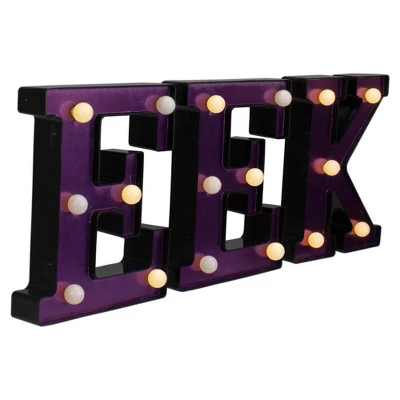 Northlight LED Lighted EEK Halloween Marquee Sign - 6.5" Purple Warm White Lights 4 Northlight LED Lighted EEK Halloween Marquee Sign - 6.5" Purple Warm White Lights - Image 2