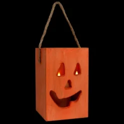 Northlight Large Orange Wood Jack O Lantern Halloween Candle Lantern - 8" -Festival GUEST 4da153a2 0194 4305 8421 c4f002720b5a