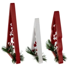 Northlight Set Of 3 Red And White Beaded Christmas Trees Wooden Table Decorations 0.98 FT -Festival GUEST 4f4ea31b 5003 48b0 8bc6 1b3dc9de8be3
