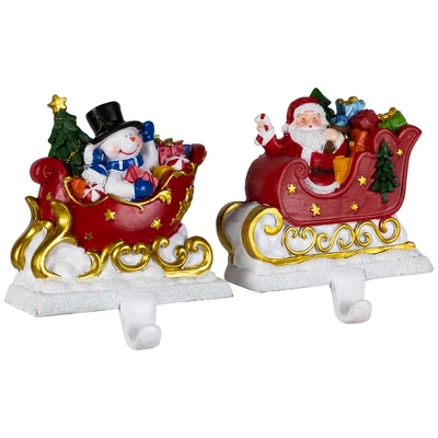 Northlight Santa And Snowman Sleigh Ride Christmas Stocking Holders - 4.25" - Set Of 2 5 Northlight Santa And Snowman Sleigh Ride Christmas Stocking Holders - 4.25" - Set Of 2 - Image 3
