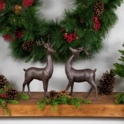 Northlight Standing Deer Christmas Decorations - 14" - Brown - Set Of 2