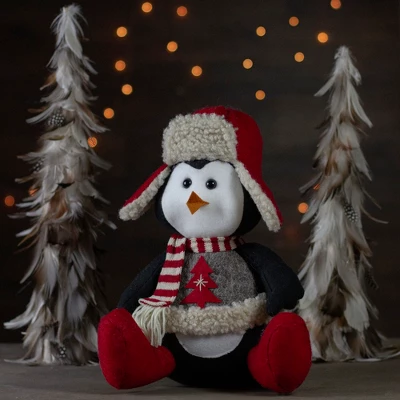 Northlight Sitting Winter Penguin With Trapper Hat Christmas Decoration - 12" 3 Northlight Sitting Winter Penguin With Trapper Hat Christmas Decoration - 12"