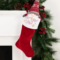 Northlight 19" Quilted Red Velvet HO! HO! HO! Embroidered Christmas Stocking